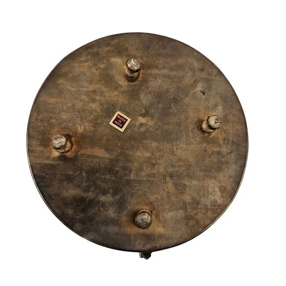 Vintage Round Cricket Keeper Box Trinket Potpourri Brass Handle Latch Lock - Picture 5 of 10